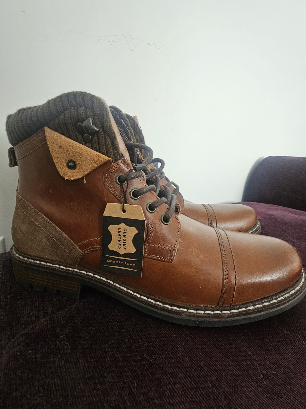 Buckle Men's Brown Leather Lace-Up Ankle Boots